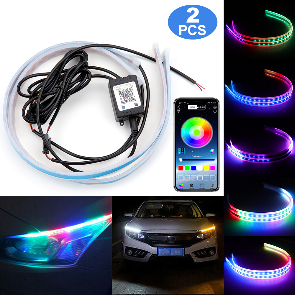 Pure White 48 LED Glow Flexible Strip Daytime Running Driving Lights Backup 12V Pure White 48 LED Glow Flexible Strip Daytime Running Driving Lights Backup 12V